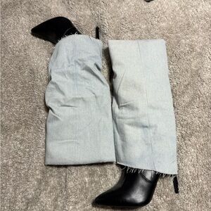 fashion nova denim fold over boots